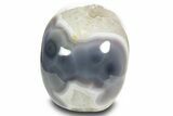 Realistic Polished Banded Agate Skull with Quartz Crystal Pocket #378636-2
